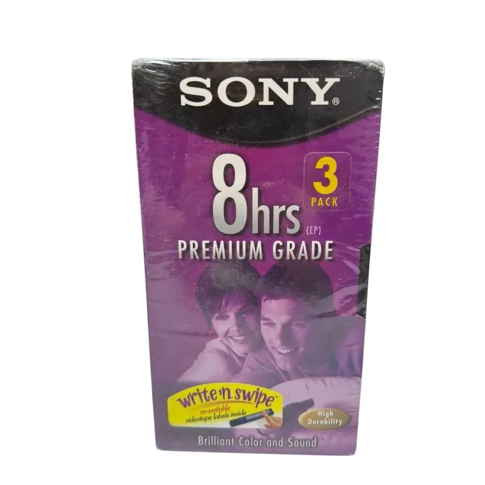 Sony T-160VL VHS Tapes 3 Pack 8hr EP Premium Grade Sealed